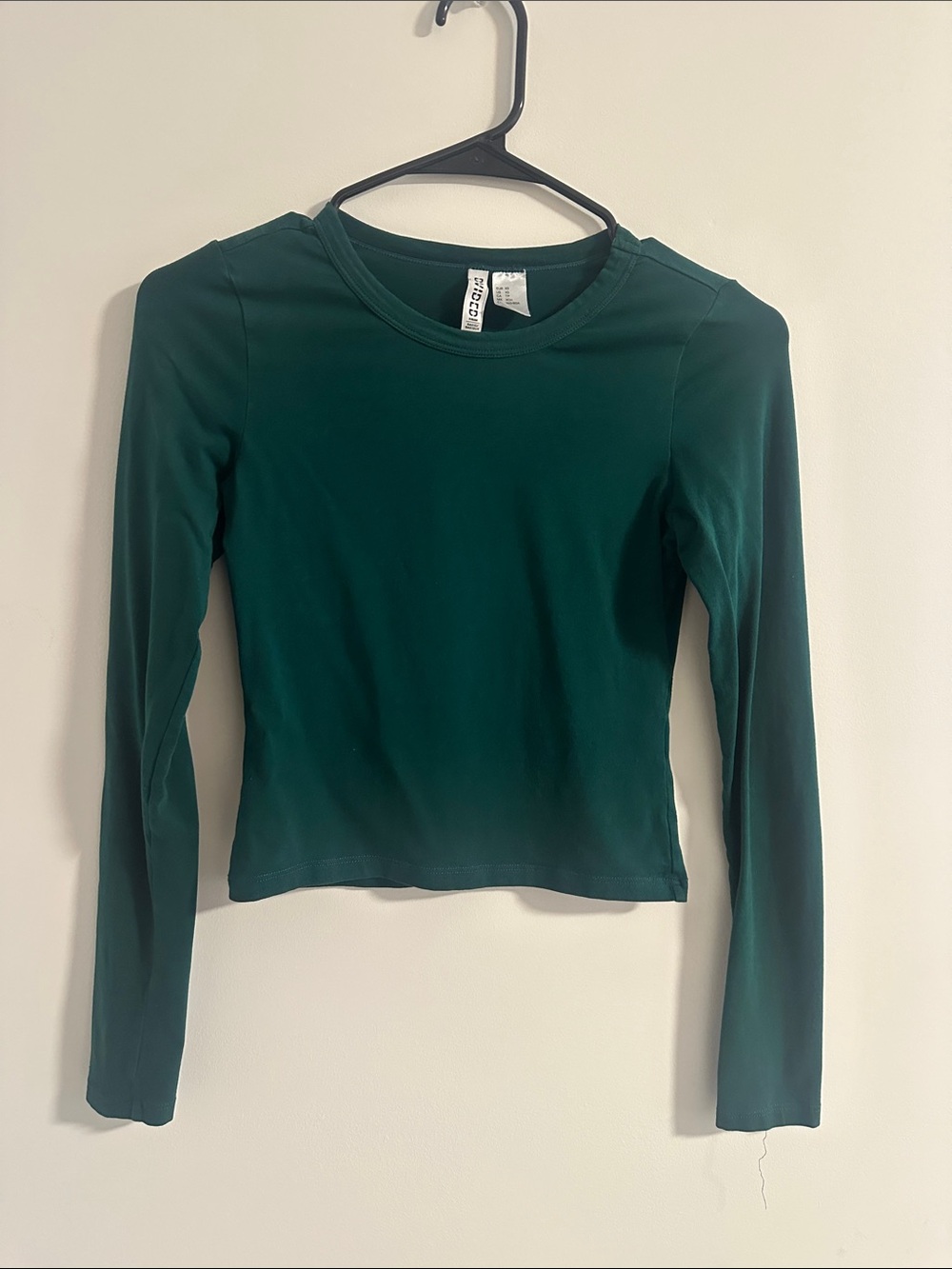 H&M Women's Long-Sleeve Crewneck Top in Forest Green